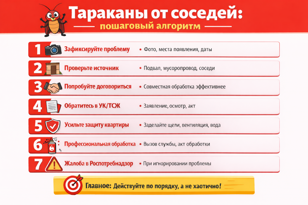 Тараканы от соседей: пошаговый алгоритм Тараканы от соседей: пошаговый алгоритм